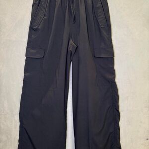 Black Cargo Pants Womens Medium Baggy Wide Leg Utility Streetwear Y2K